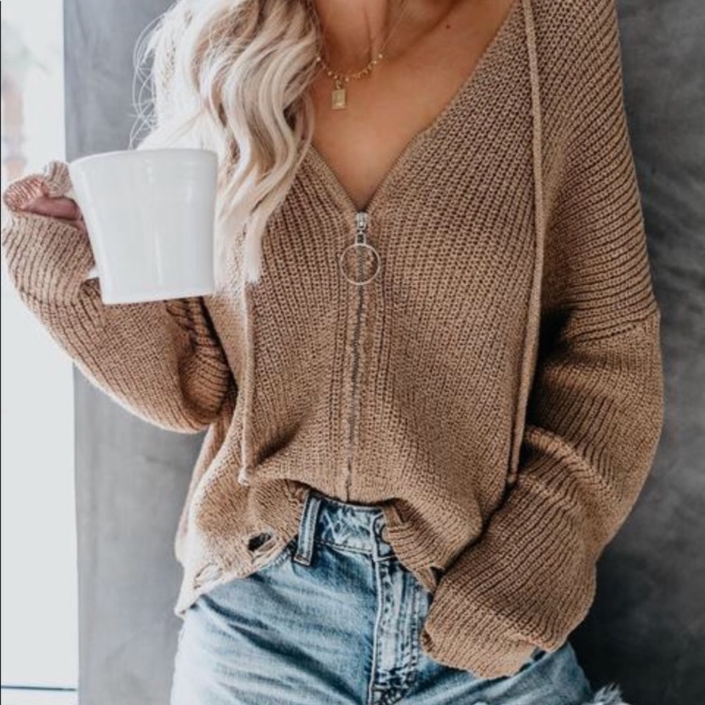 Vici Sweater Knit Crop Hoodie